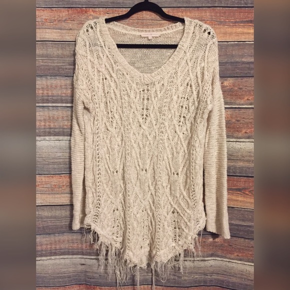 Altar'd State Sweaters - Altar'd state fringe v neck tunic sweater